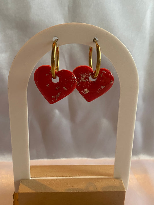 Pampilles coeur rouge / argent