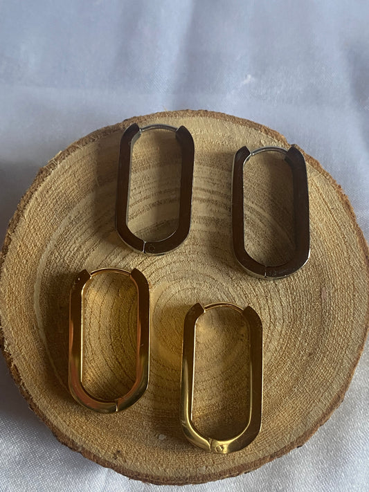 Créoles rectangle argent