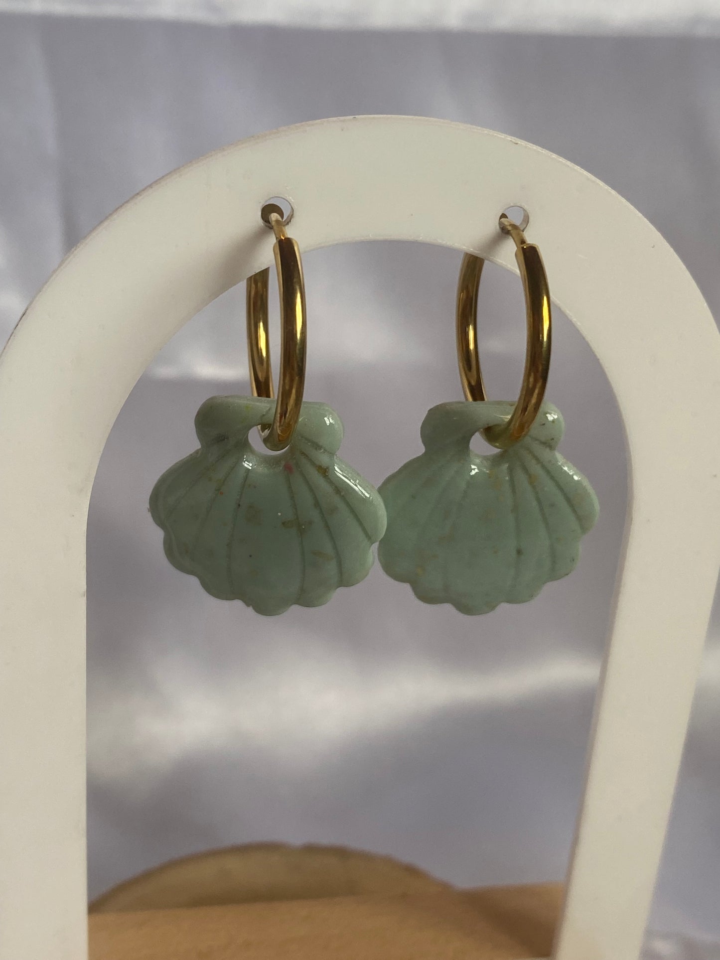Pampilles coquillages vert clair