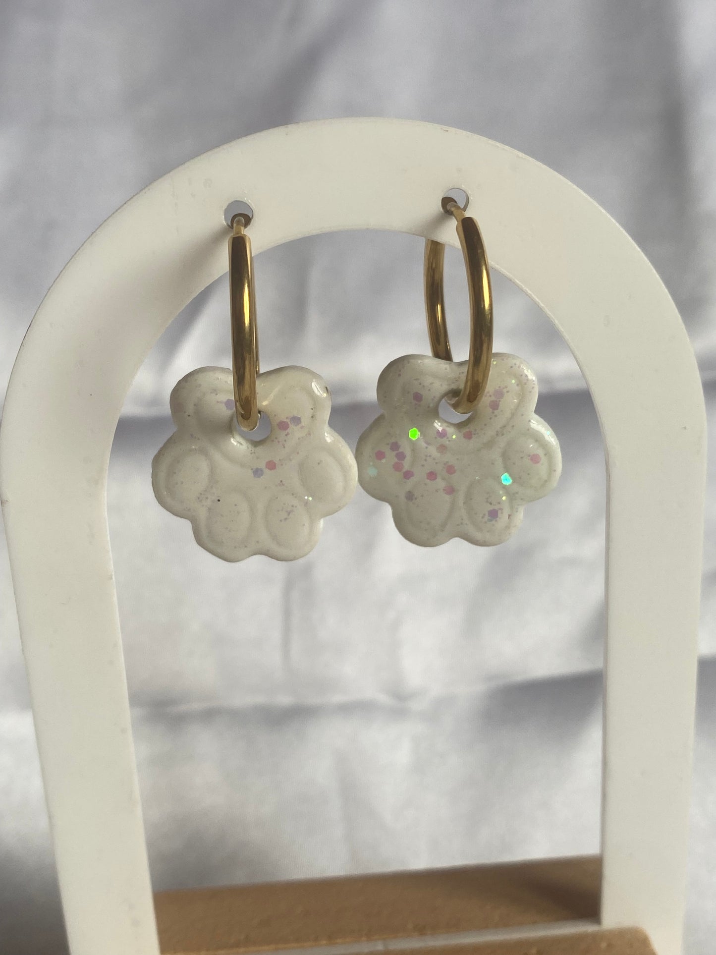 Pampilles pattounes blanc / paillettes