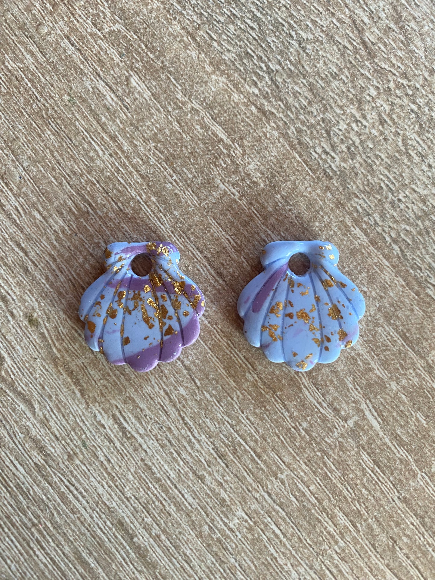 Pampilles coquillages violet / Violet pastel / or