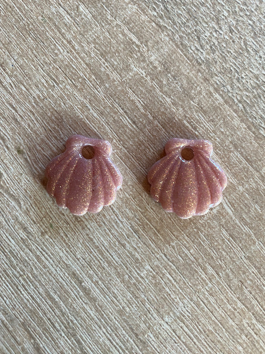 Pampilles coquillages rose pailletté