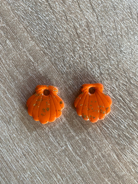 Pampilles coquillages orange / or