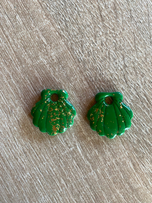 Pampilles coquillages vert / or